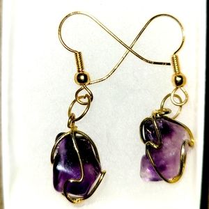 Amethyst Gold Lightly Wrapped Earrings